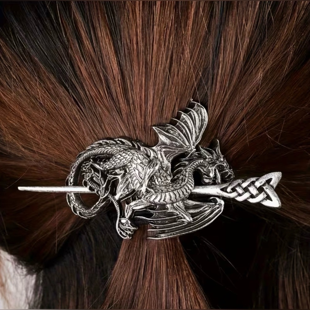 Dragon Hairpin Nordic Norwegian Style Hair Clip Decor Barrette Gorgeous New - Picture 4 of 4